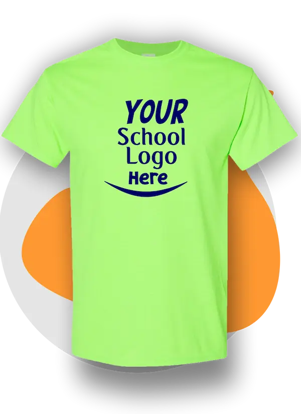 School Custom Tees 18 » Pipil Print SCHOOL-CUSTOM-TEES-COTTON-FOR-SCHOOL-LOGO-NEON-GREEN-COLOR