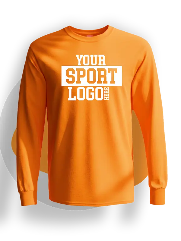 Sports Custom Tees 18 » Pipil Print SPORTS-CUSTOM-LONG-SLEEVE-T-SHIRT-FOR-YOUR-LOGO-ORANGE-COLOR