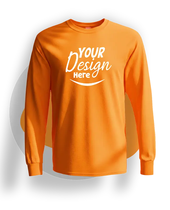Long sleeve custom t shirt printing for downey comunity logo on your downey gear safety orange cotton &raquo; Pipil Print