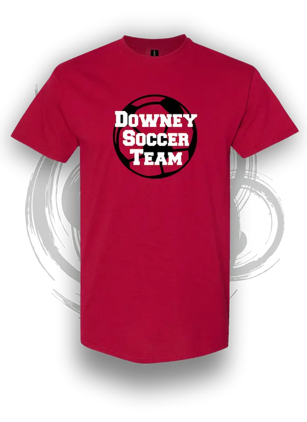downey sports custom t shirt printing for soccer team in apollo park red color cotton and dri fit &raquo; Pipil Print