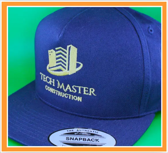 embroidery hats for downey construction business navy blue with gold threads stitches &raquo; Pipil Print