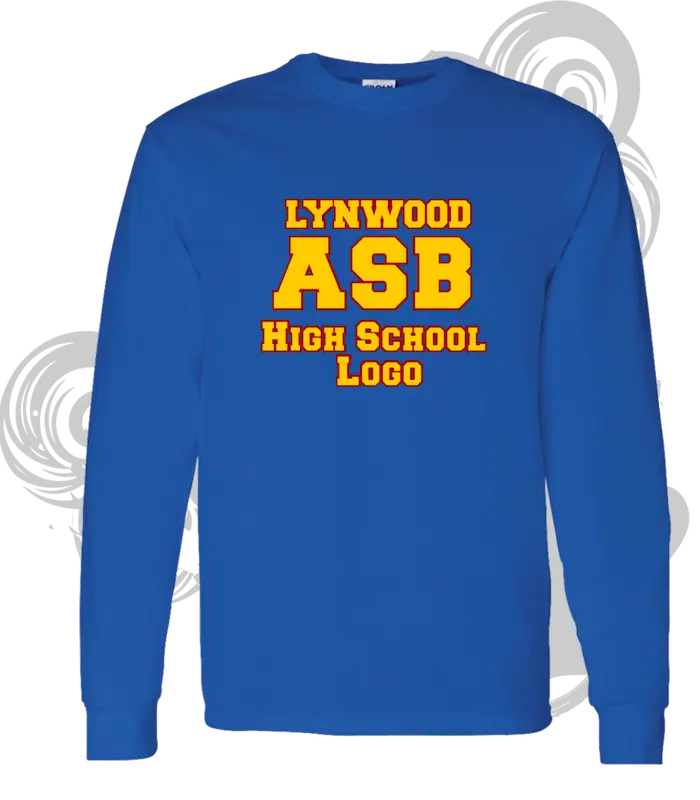 School T Shirt Printing For Lynwood High School ASB Clubs Shirts Royal Blue Screen Printing ASB Logo In Front