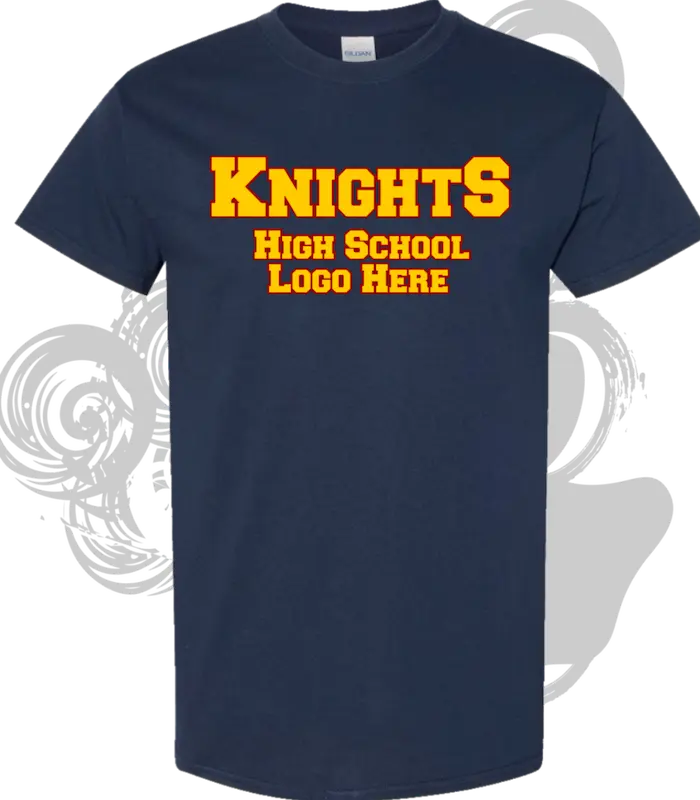 School T Shirt Printing For Lynwood High School Knights School Spirit Shirts Navy Blue Screen Printing School Logo In Front
