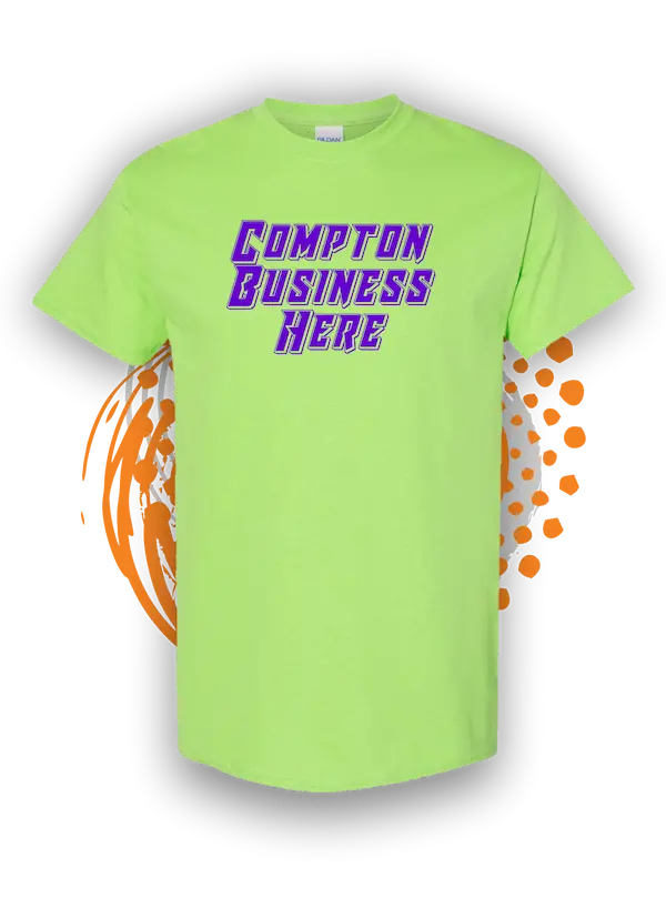 compton-ca 44 » Pipil Print Custom-business-t-shirt-for-compton-business-neon-green-cotton