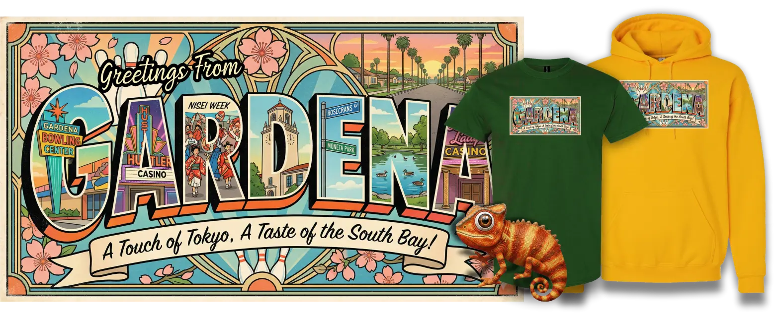 Greetings From Gardena Custom T Shirt Green Color Screen Printing Process
