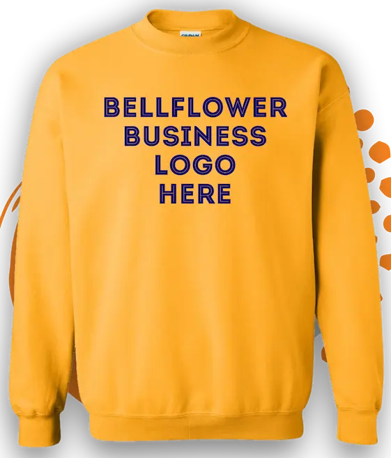 custom hoodies and sweaters for bellflower businesses and schools events and bellflower sports crewneck sweater heavy weight yellow color &raquo; Pipil Print