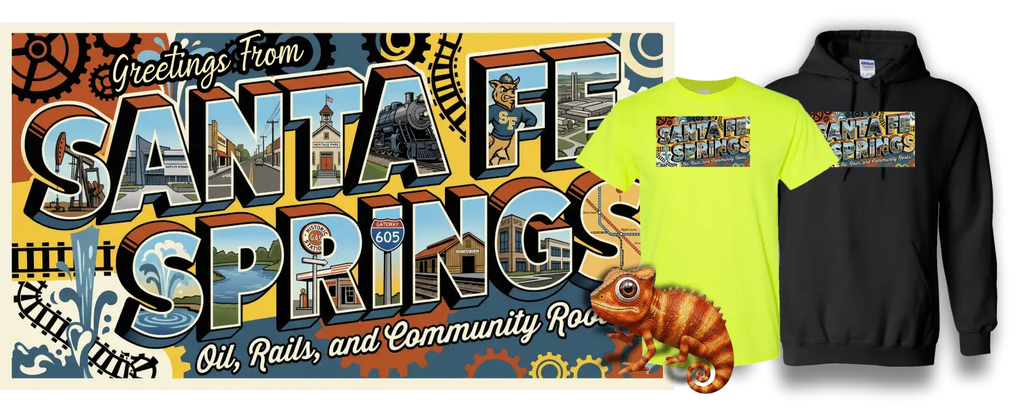 Greeting from santa fe springs custom t shirt royal blue color screen printing process in santa fe spring &raquo; Pipil Print