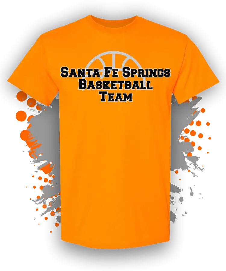 custom basketball shirt in santa fe spring for basketball team at Los Nietos Park orange t shirt &raquo; Pipil Print