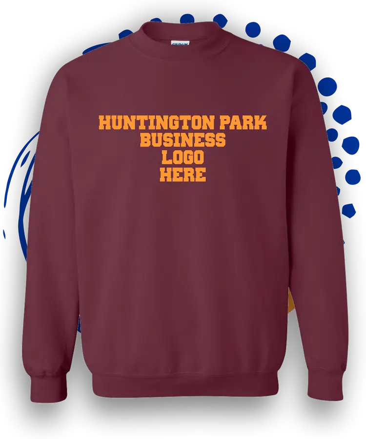 Huntington Custom Sweater For Community Hospital Of Huntington Park Burgundy Crewneck Heavyweight